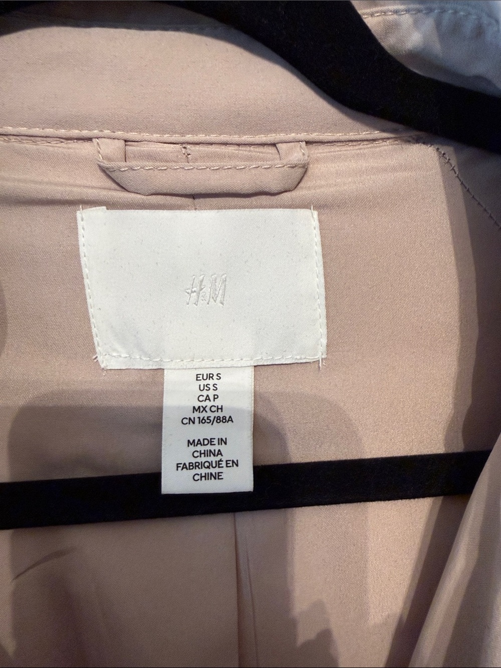 H&M Light Blush Double-Breasted Trench Coat with Waist Tie - Picture 2 of 12